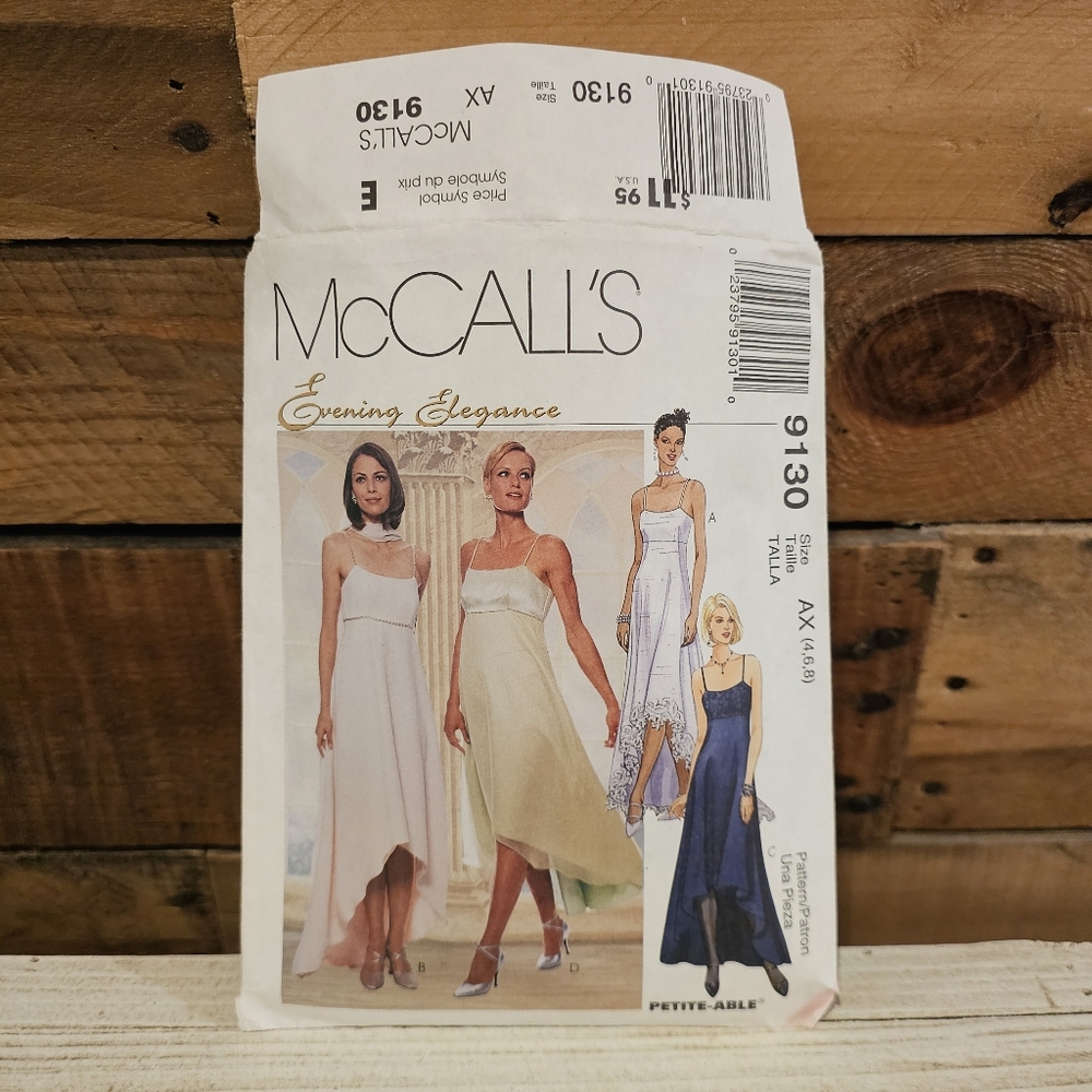 Vintage 1997 McCall's Slip Dress Pattern 9130 Sizes 4-6-8 (4 Variations)